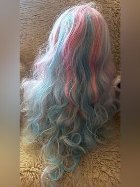 Pastel Rainbow Long Wavy Hair Extension - Multi-Color
